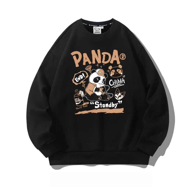 Panda CrewNeck Sweatshirt - Casual Thermal Long Sleeve Pullover - Black / S / CHINA - T-Shirts - Shirts & Tops - 5