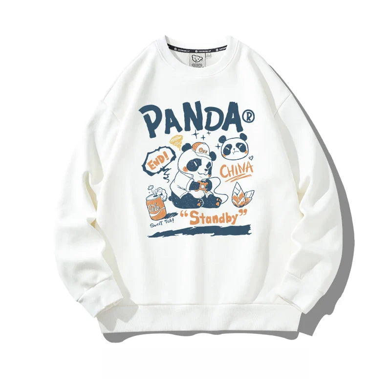 Panda CrewNeck Sweatshirt - Casual Thermal Long Sleeve Pullover - White / S / CHINA - T-Shirts - Shirts & Tops - 1