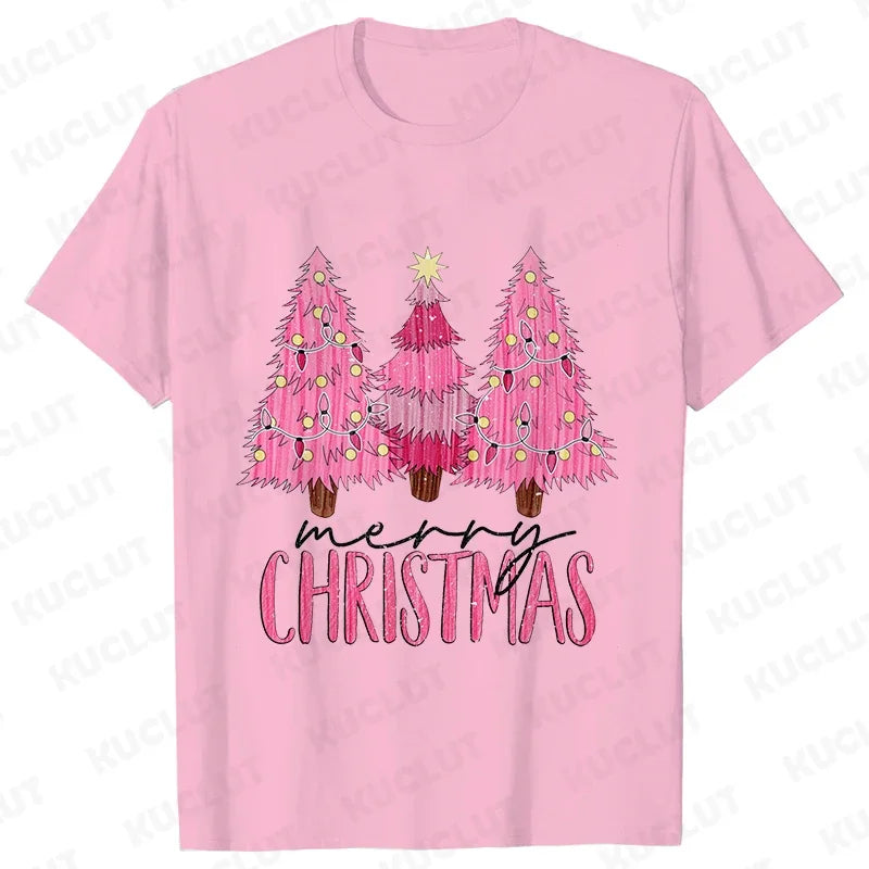 Pink Christmas Tree Graphic T-Shirt - Pink / S - T-Shirts - T-Shirts - 11 - 2024