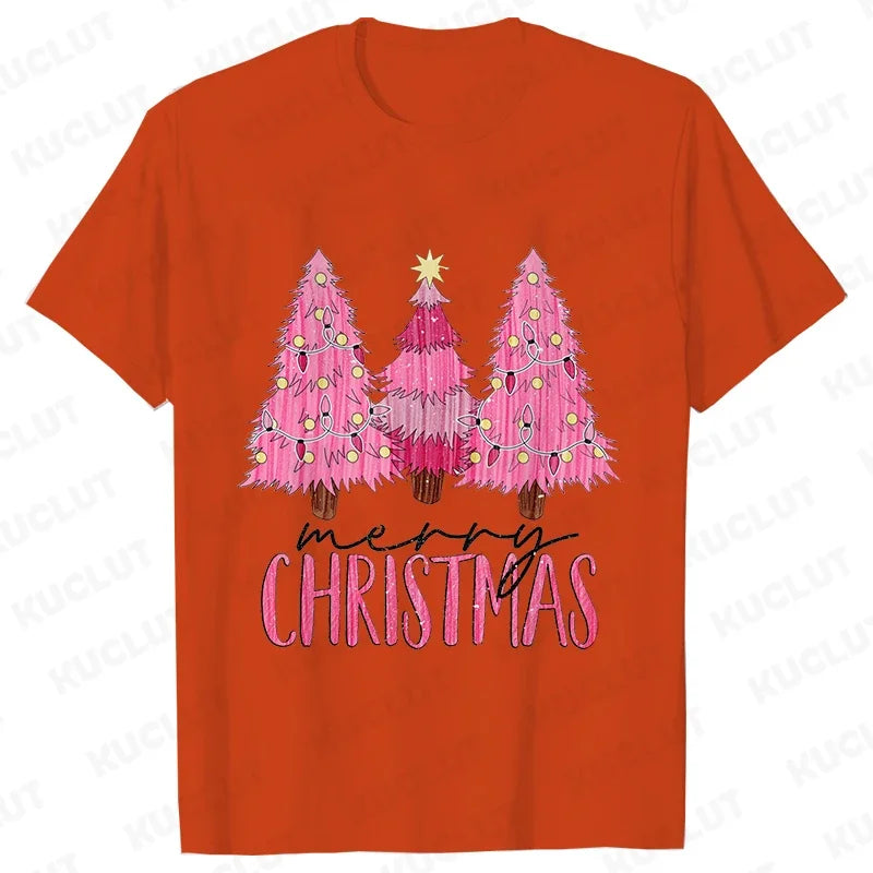 Pink Christmas Tree Graphic T-Shirt - Light Red / S - T-Shirts - T-Shirts - 13 - 2024