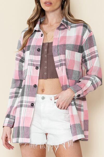 Plaid Button Up Long Sleeve Shirt - Blush Pink / S - T-Shirts - Shirts & Tops - 1 - 2024
