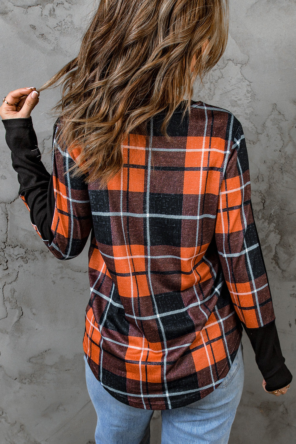 Plaid Color Block Long Sleeve Top - T-Shirts - Shirts & Tops - 2 - 2024