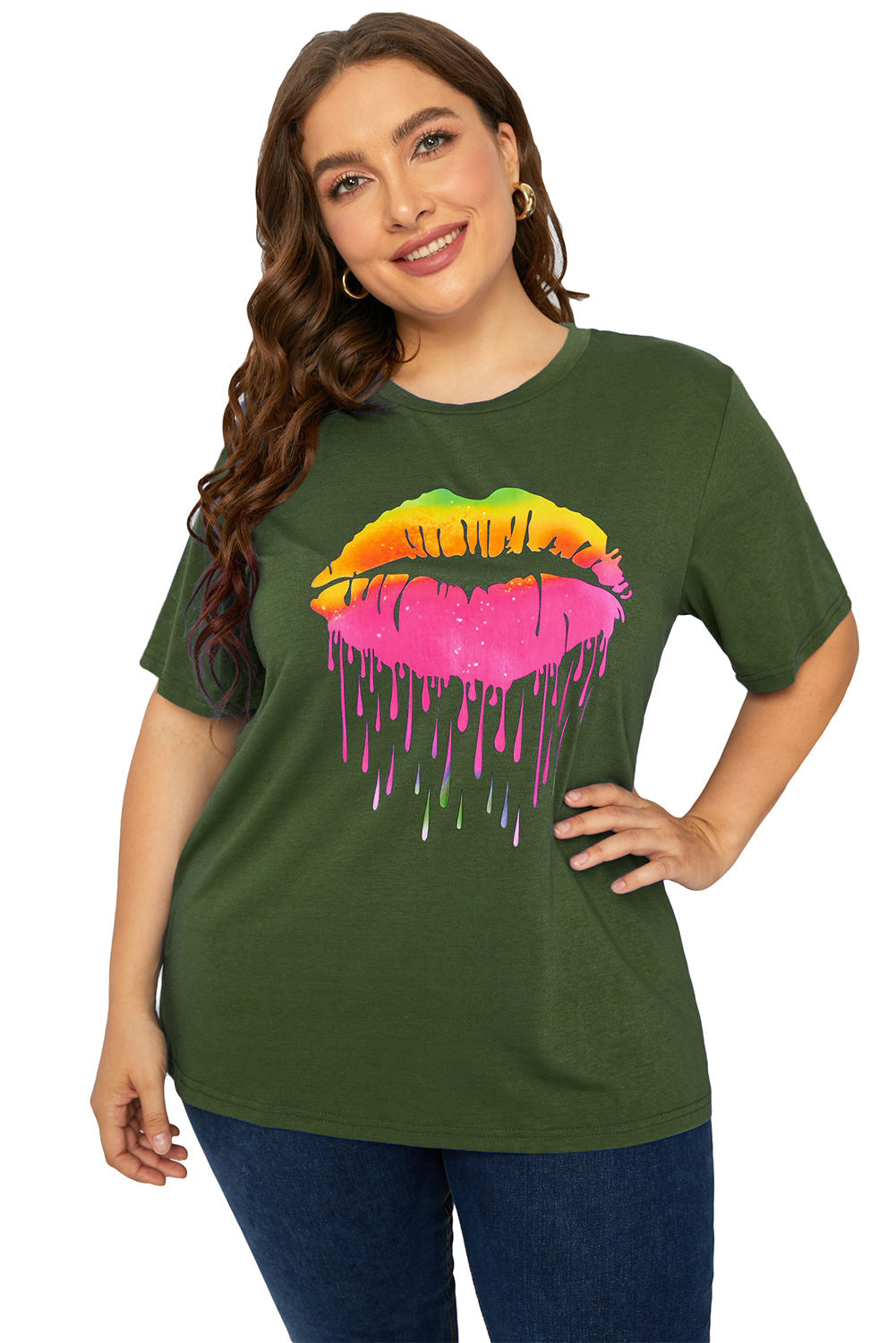 Plus Size Lip Graphic Tee Shirt - T-Shirts - Shirts & Tops - 3 - 2024
