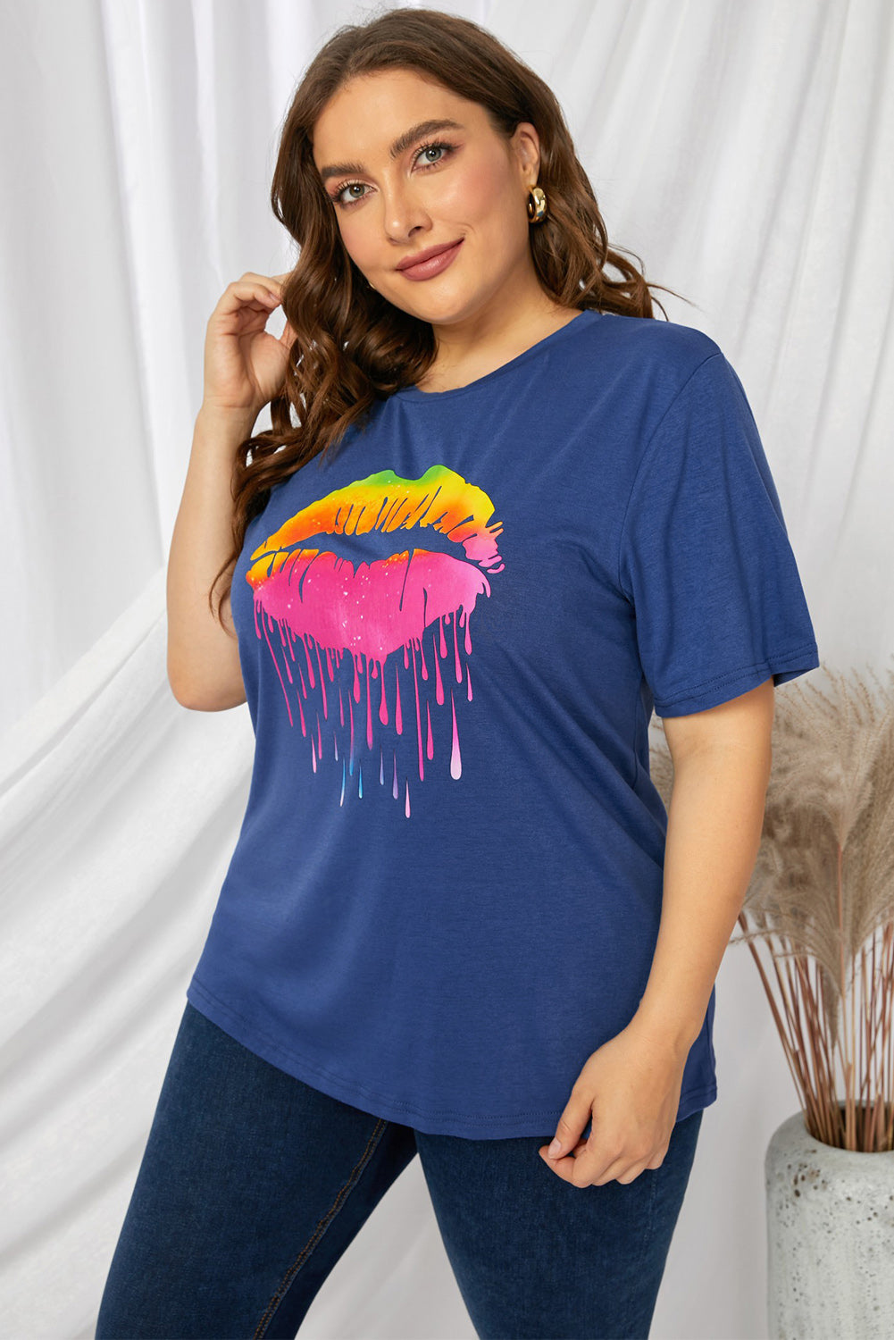 Plus Size Lip Graphic Tee Shirt - T-Shirts - Shirts & Tops - 10 - 2024
