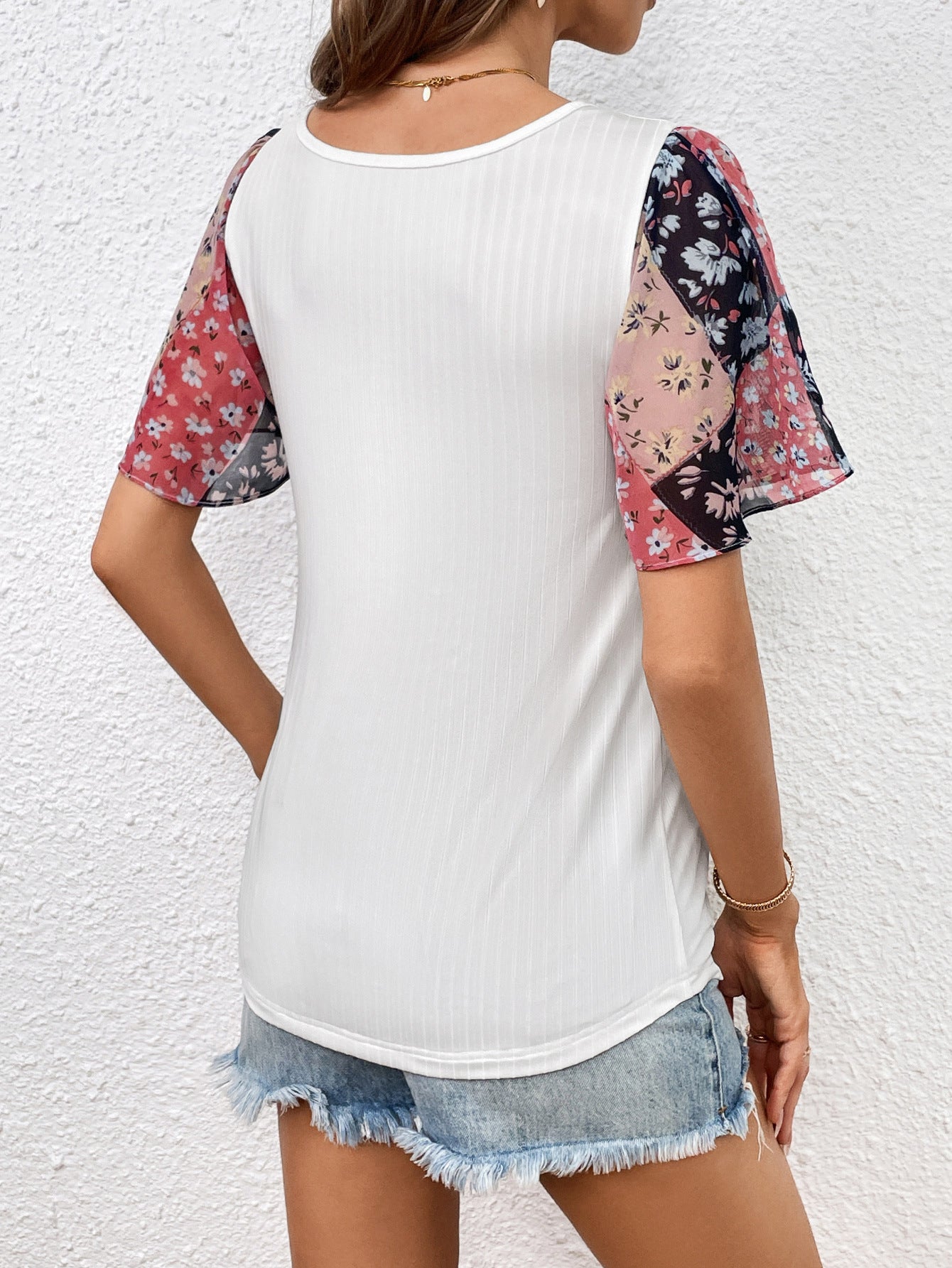 Printed Puff Sleeve Round Neck Tee - T-Shirts - Shirts & Tops - 6 - 2024