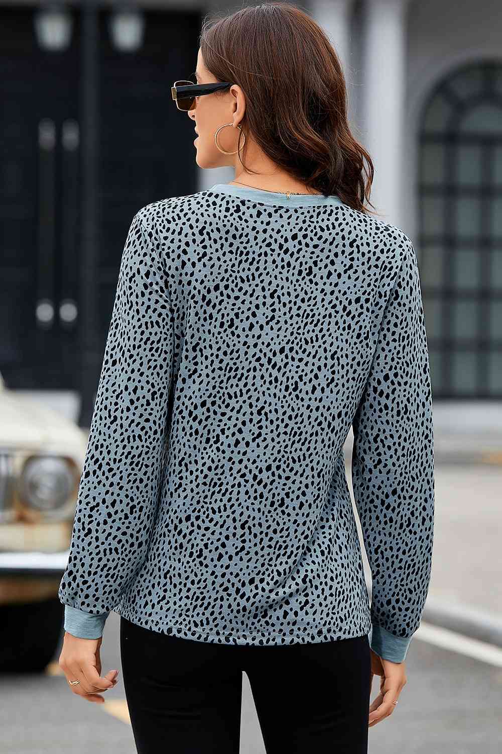 Printed Round Neck Long Sleeve T-Shirt - T-Shirts - Shirts & Tops - 2 - 2024