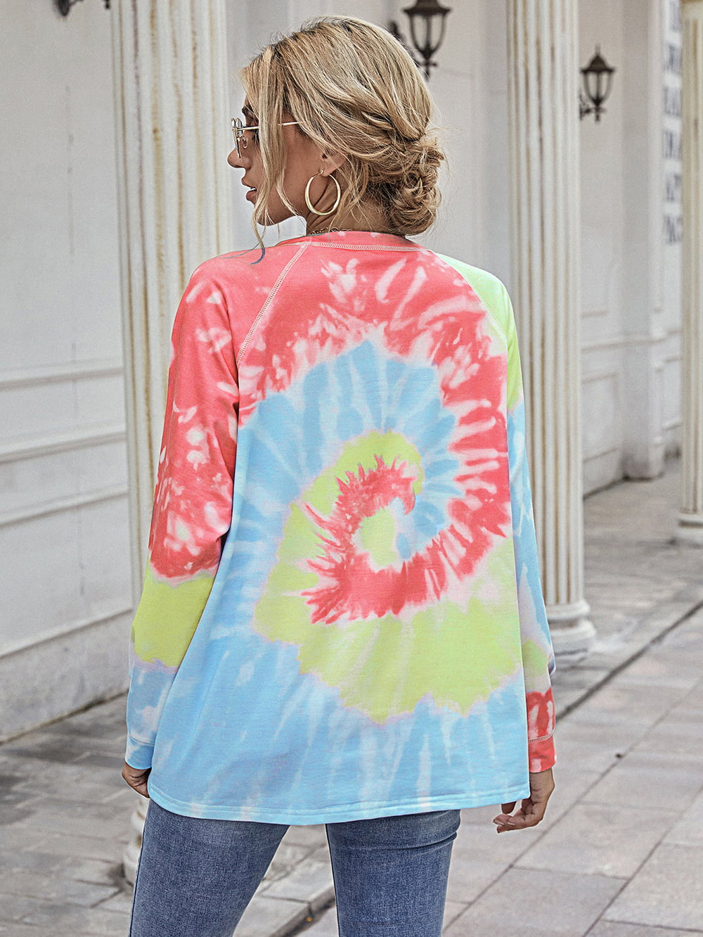 Printed Round Neck Raglan Sleeve Tee - T-Shirts - Shirts & Tops - 2 - 2024