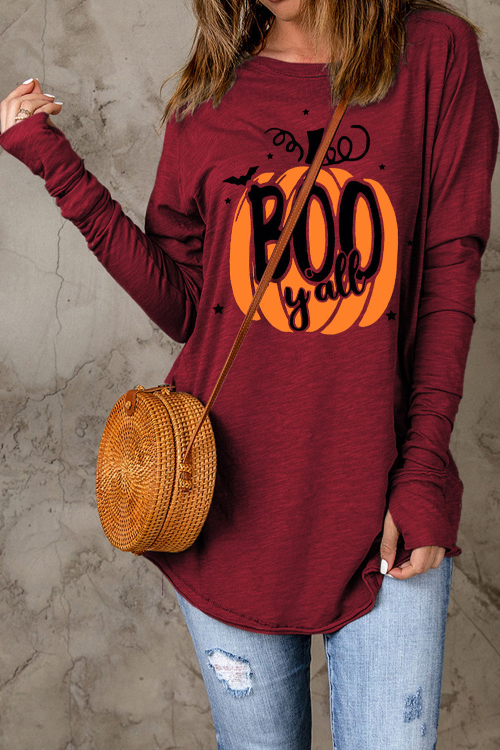 Pumpkin Graphic Thumbhole Sleeve T-Shirt - T-Shirts - Shirts & Tops - 3 - 2024