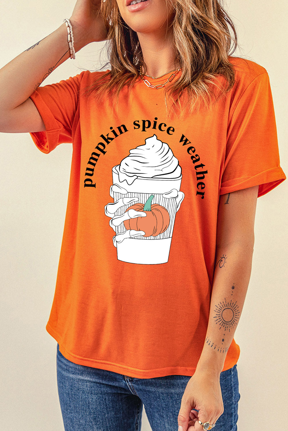PUMPKIN SPICE WEATHER Graphic T-Shirt - T-Shirts - Shirts & Tops - 4 - 2024