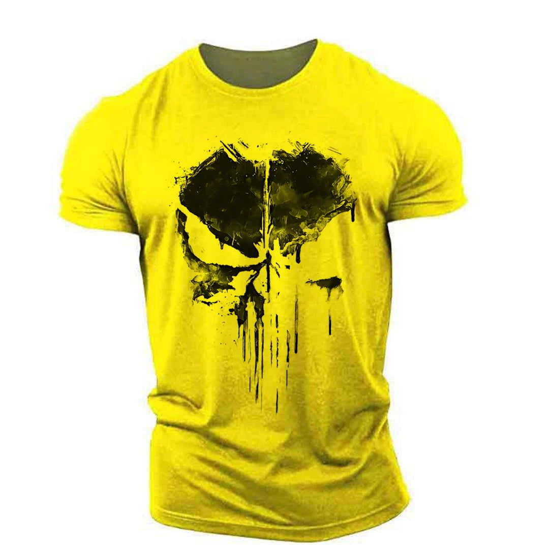 Punisher Skull 3D Printed T-Shirt - Yellow / XXXL - T-Shirts - Shirts & Tops - 6 - 2024