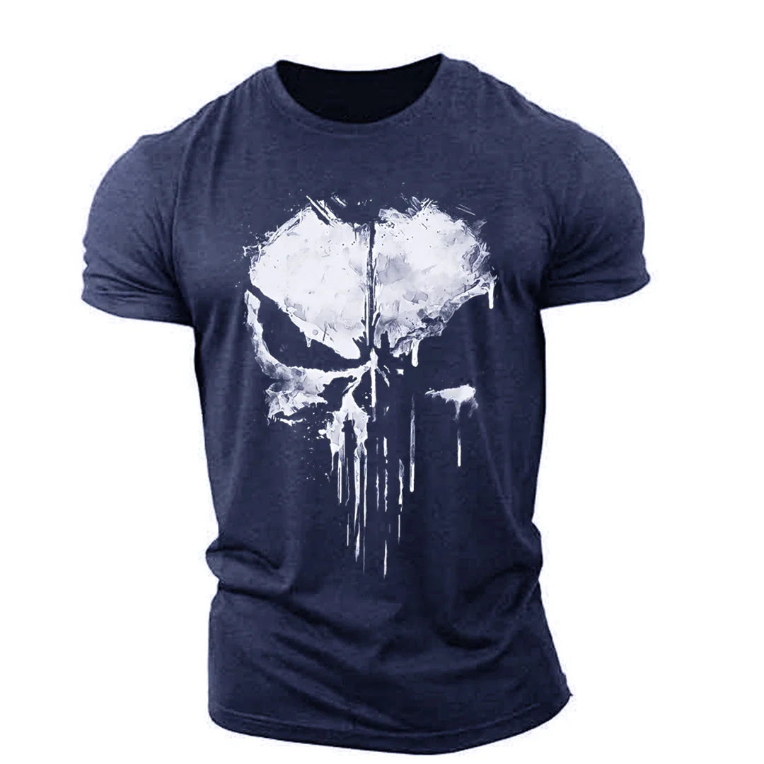 Punisher Skull 3D Printed T-Shirt - Blue / XXXL - T-Shirts - Shirts & Tops - 7 - 2024
