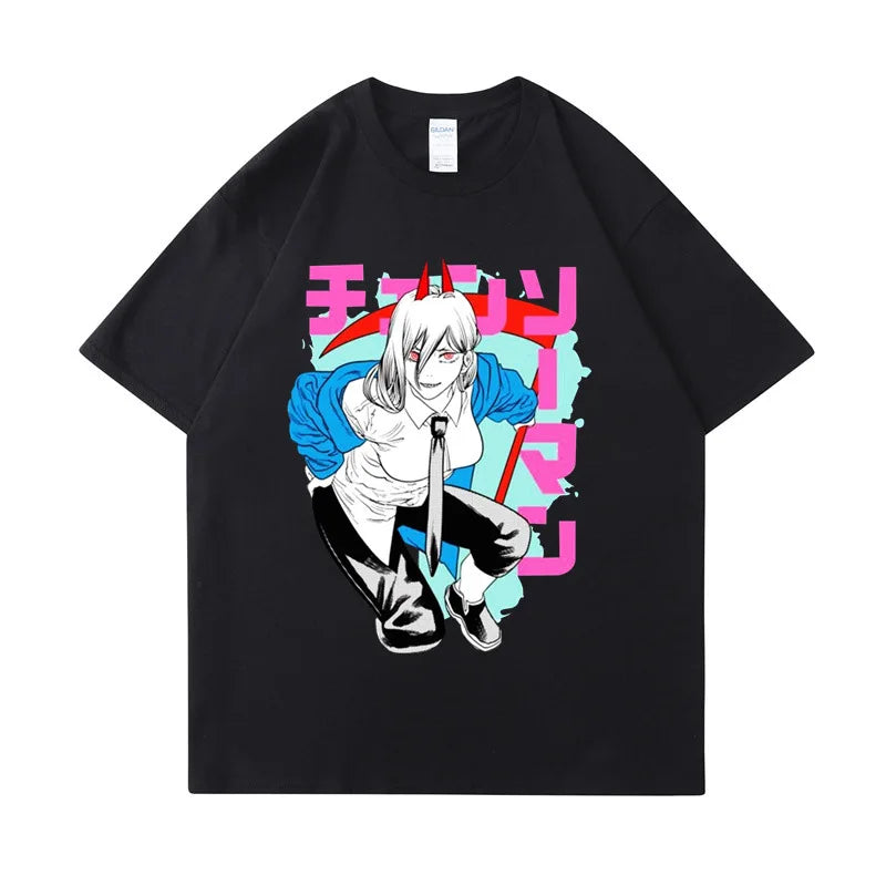 Punk Oversized Cotton T-Shirt for Men - Y2K Manga Graphic Print Tee - Black / XXXXL - T-Shirts - Shirts & Tops - 1