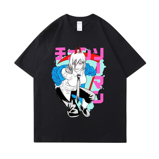 Punk Oversized Cotton T-Shirt for Men - Y2K Manga Graphic Print Tee - Black / XXXXL - T-Shirts - Shirts & Tops - 1
