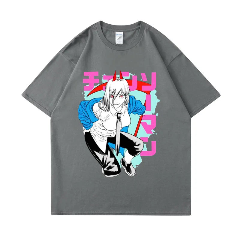 Punk Oversized Cotton T-Shirt for Men - Y2K Manga Graphic Print Tee - Dark Gray / XXXXL - T-Shirts - Shirts & Tops - 4