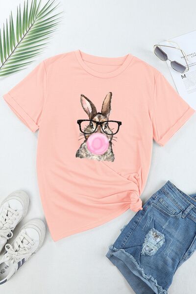 Rabbit Round Neck Short Sleeve T-Shirt - T-Shirts - Shirts & Tops - 3 - 2024