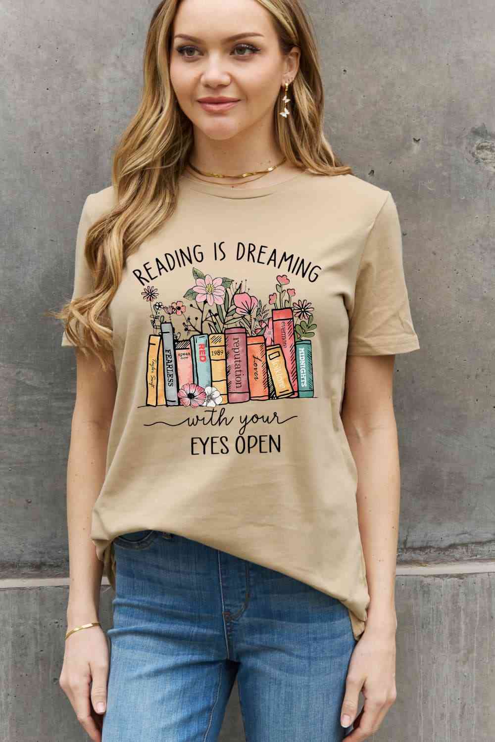READING IS DREAMING WITH YOUR EYES OPEN Graphic Cotton Tee - T-Shirts - Shirts & Tops - 3 - 2024