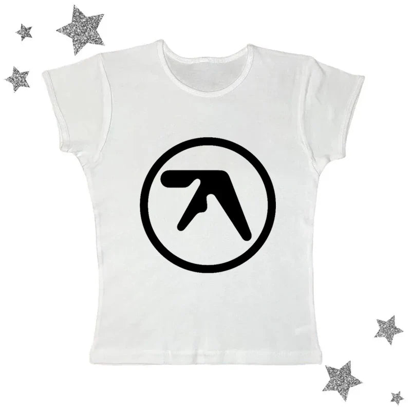 Retro Rhythms Aphex Crop Tee – Chic Punk Graphic Charm - White / XXL - T-Shirts - Shirts & Tops - 2 - 2024