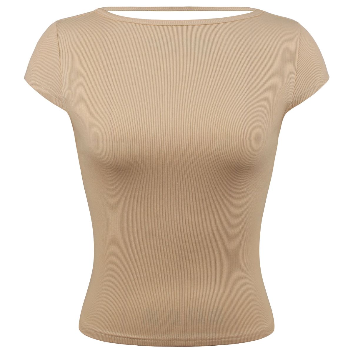 Round Neck Backless Short Sleeve Tee - T-Shirts - Shirts & Tops - 2 - 2024