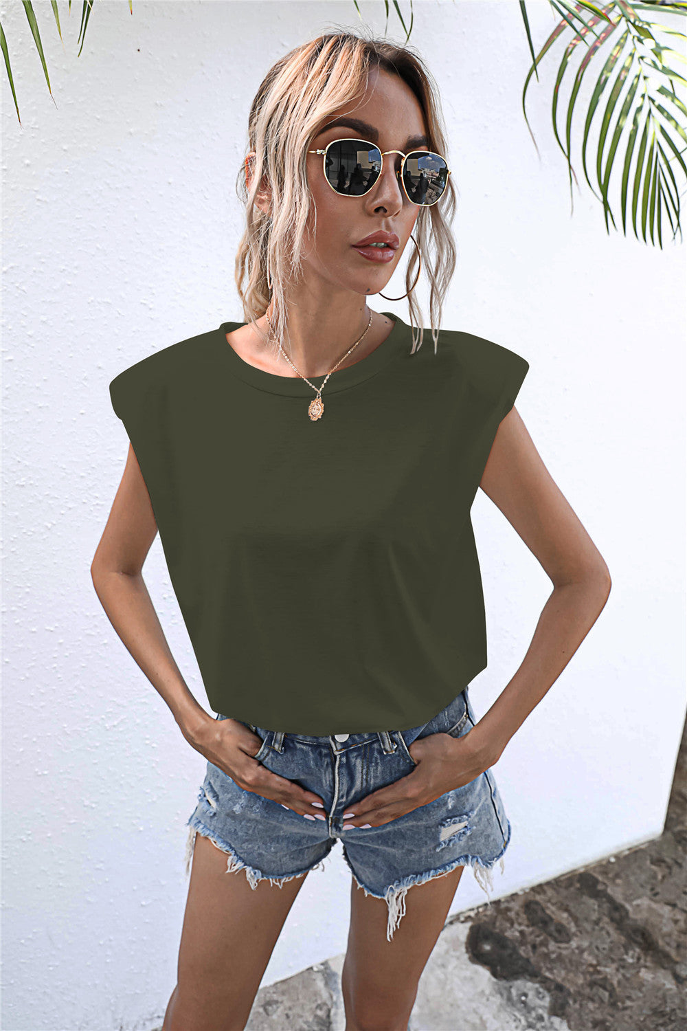 Round Neck Cap Sleeve Tee - Green / S - T-Shirts - Shirts & Tops - 7 - 2024