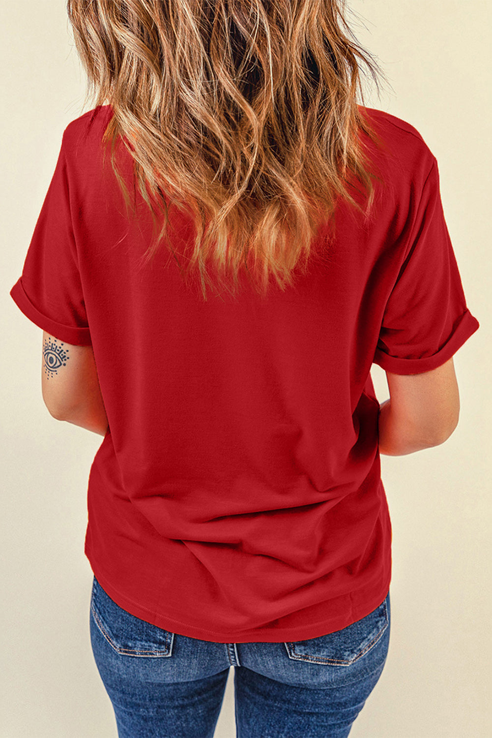 Round Neck Cuffed Short Sleeve Tee - T-Shirts - Shirts & Tops - 6 - 2024