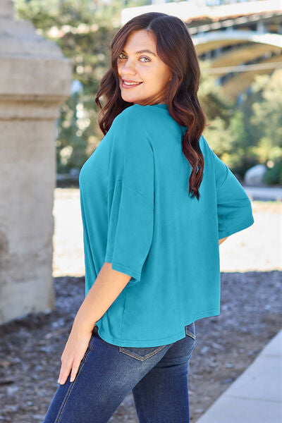 Round Neck Drop Shoulder T-Shirt - T-Shirts - Shirts & Tops - 13 - 2024