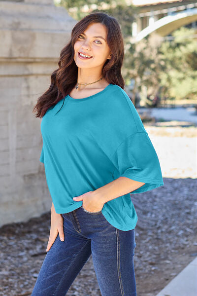 Round Neck Drop Shoulder T-Shirt - T-Shirts - Shirts & Tops - 12 - 2024