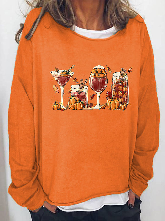 Round Neck Long Sleeve Full Size Graphic Sweatshirt - Orange / S - T-Shirts - Shirts & Tops - 1 - 2024