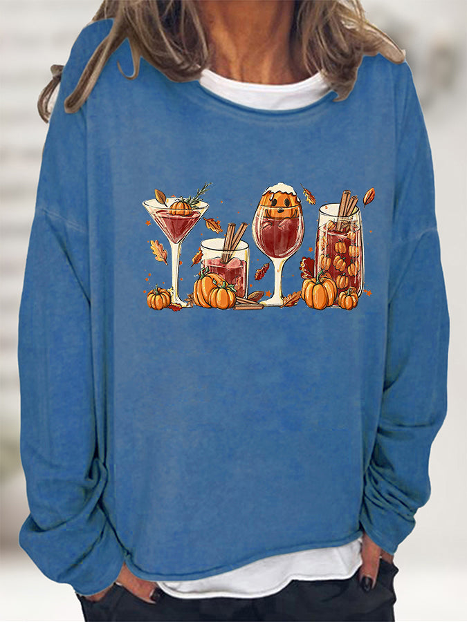 Round Neck Long Sleeve Full Size Graphic Sweatshirt - Blue / S - T-Shirts - Shirts & Tops - 7 - 2024