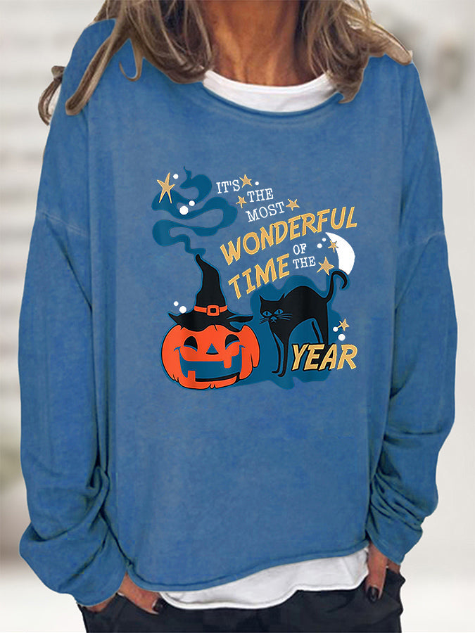 Round Neck Long Sleeve Full Size Graphic Sweatshirt - Blue / S - T-Shirts - Shirts & Tops - 10 - 2024