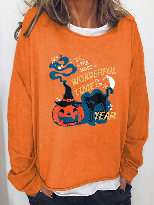 Round Neck Long Sleeve Full Size Graphic Sweatshirt - Orange / S - T-Shirts - Shirts & Tops - 1 - 2024