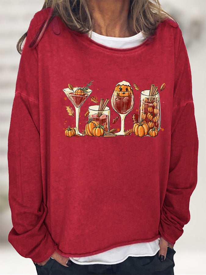 Round Neck Long Sleeve Full Size Graphic Sweatshirt - Red / S - T-Shirts - Shirts & Tops - 10 - 2024