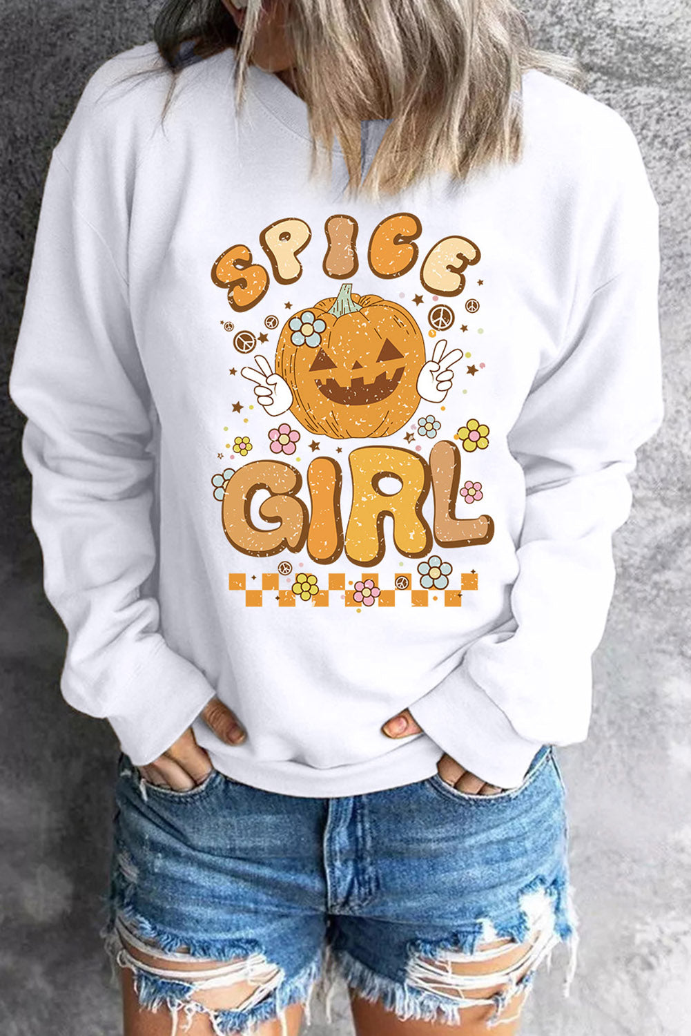 Round Neck Long Sleeve SPICE GIRL Graphic Sweatshirt - T-Shirts - Shirts & Tops - 5 - 2024