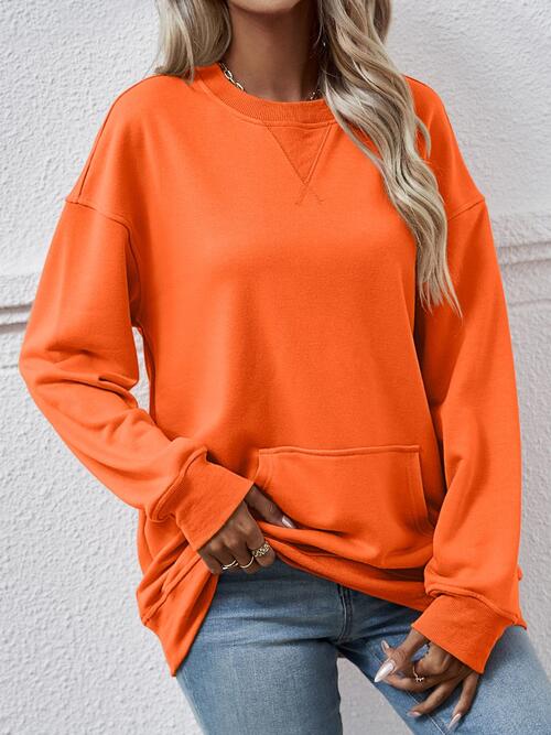 Round Neck Long Sleeve Sweatshirt - Pumpkin / S - T-Shirts - Shirts & Tops - 1 - 2024