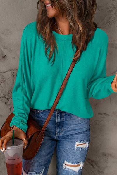 Round Neck Long Sleeve T-Shirt - Turquoise / S - T-Shirts - Shirts & Tops - 21 - 2024