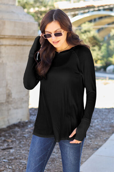 Round Neck Long Sleeve T-Shirt - Black / S - T-Shirts - Shirts & Tops - 8 - 2024