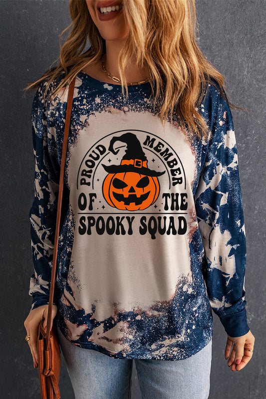 Round Neck PROUD MEMBER OF THE SPOOKY SQUAD Graphic Sweatshirt - Blue / S - T-Shirts - Shirts & Tops - 1 - 2024
