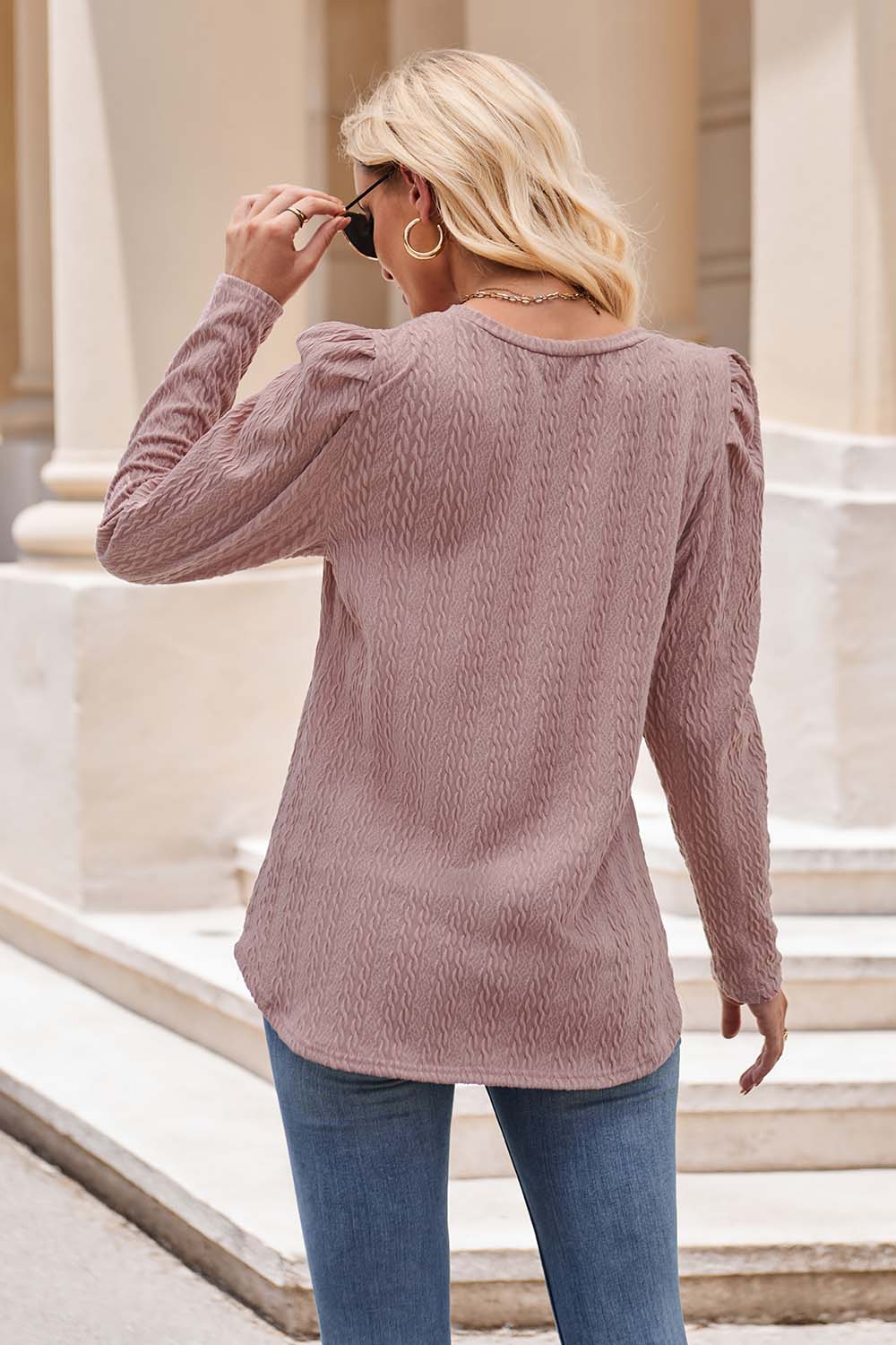 Round Neck Puff Sleeve Blouse - T-Shirts - Shirts & Tops - 21 - 2024