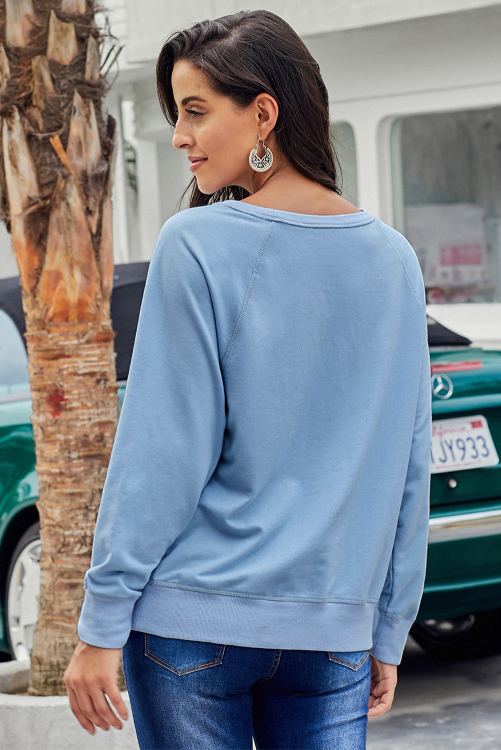 Round Neck Raglan Sleeve Exposed Seam Sweatshirt - T-Shirts - Shirts & Tops - 11 - 2024