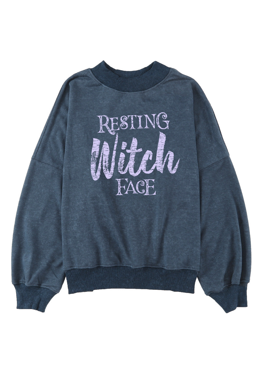 Round Neck RESTING WITCH FACE Graphic Sweatshirt - T-Shirts - Shirts & Tops - 3 - 2024