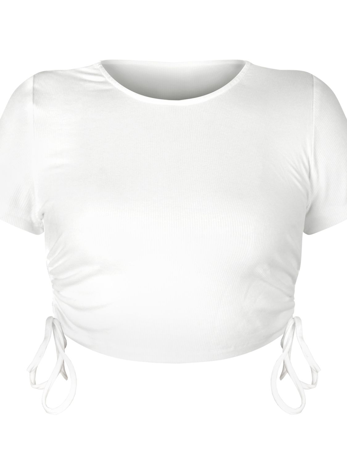 Round Neck Short Sleeve Drawstring Tee - T-Shirts - Shirts & Tops - 2 - 2024