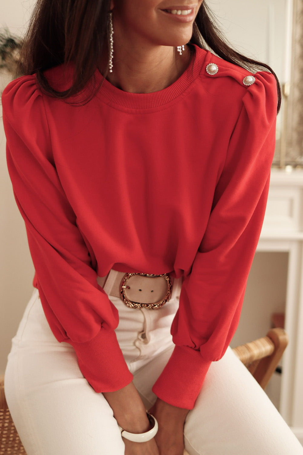 Round Neck Short Sleeve Sweatshirt - Red / S - T-Shirts - Shirts & Tops - 1 - 2024