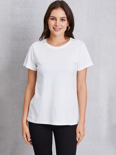 Round Neck Short Sleeve T-Shirt - White / S - T-Shirts - Shirts & Tops - 1 - 2024