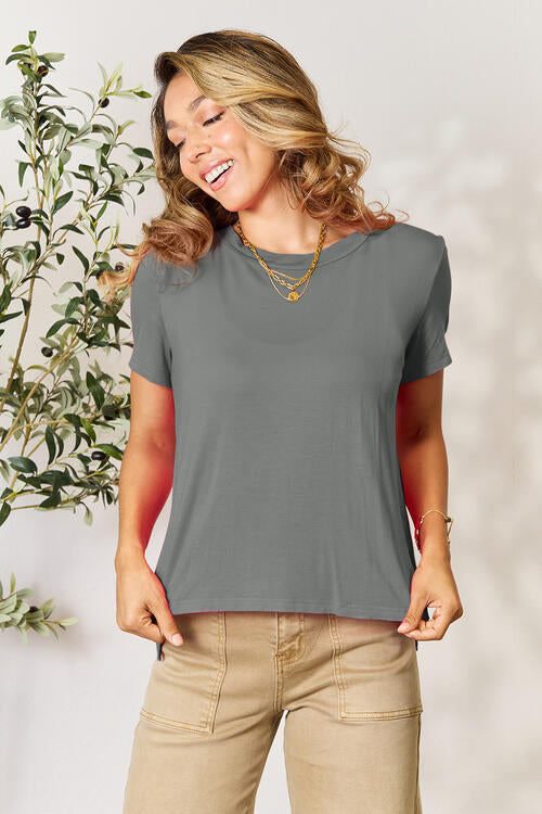 Round Neck Short Sleeve T-Shirt - Heather Gray / S - T-Shirts - Shirts & Tops - 11 - 2024