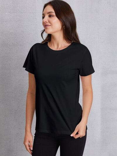 Round Neck Short Sleeve T-Shirt - Black / S - T-Shirts - Shirts & Tops - 10 - 2024