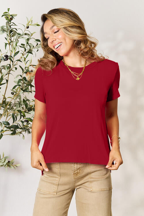 Round Neck Short Sleeve T-Shirt - Deep Red / S - T-Shirts - Shirts & Tops - 16 - 2024