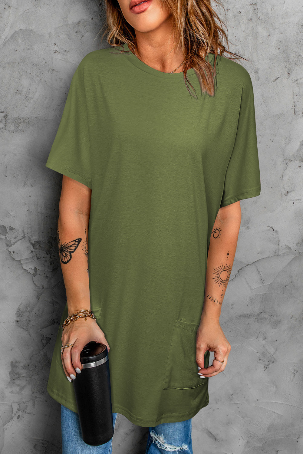 Round Neck Short Sleeve Tunic Tee - T-Shirts - Shirts & Tops - 4 - 2024