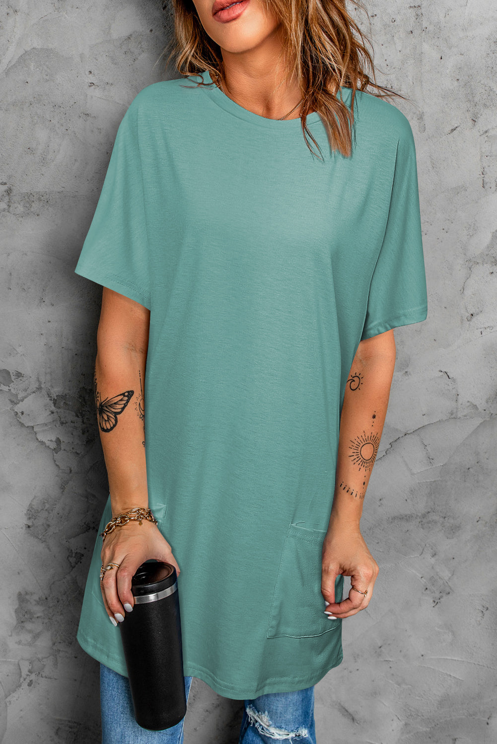 Round Neck Short Sleeve Tunic Tee - Teal / S - T-Shirts - Shirts & Tops - 10 - 2024