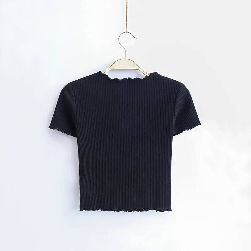 Ruffle Trim Crop Top - T-Shirts - Clothing - 10 - 2024