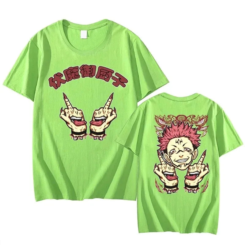 Ryomen Sukuna Printed T-shirt - Jujutsu Kaisen Graphic Tee - Green / S - T-Shirts - Shirts & Tops - 9 - 2024