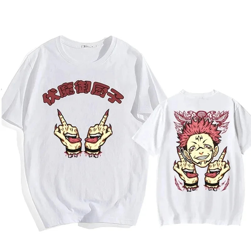 Ryomen Sukuna Printed T-shirt - Jujutsu Kaisen Graphic Tee - White / 4XL - T-Shirts - Shirts & Tops - 6 - 2024